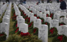 Great Lakes National Cemetery decorated by Wreaths Across America volunteers. (Photo Credit: Oakland Press)