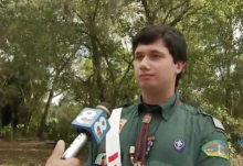 Scout Caleb S. explains he was simply doing as he was trained by helping the boaters. (Photo credit: WFLA)